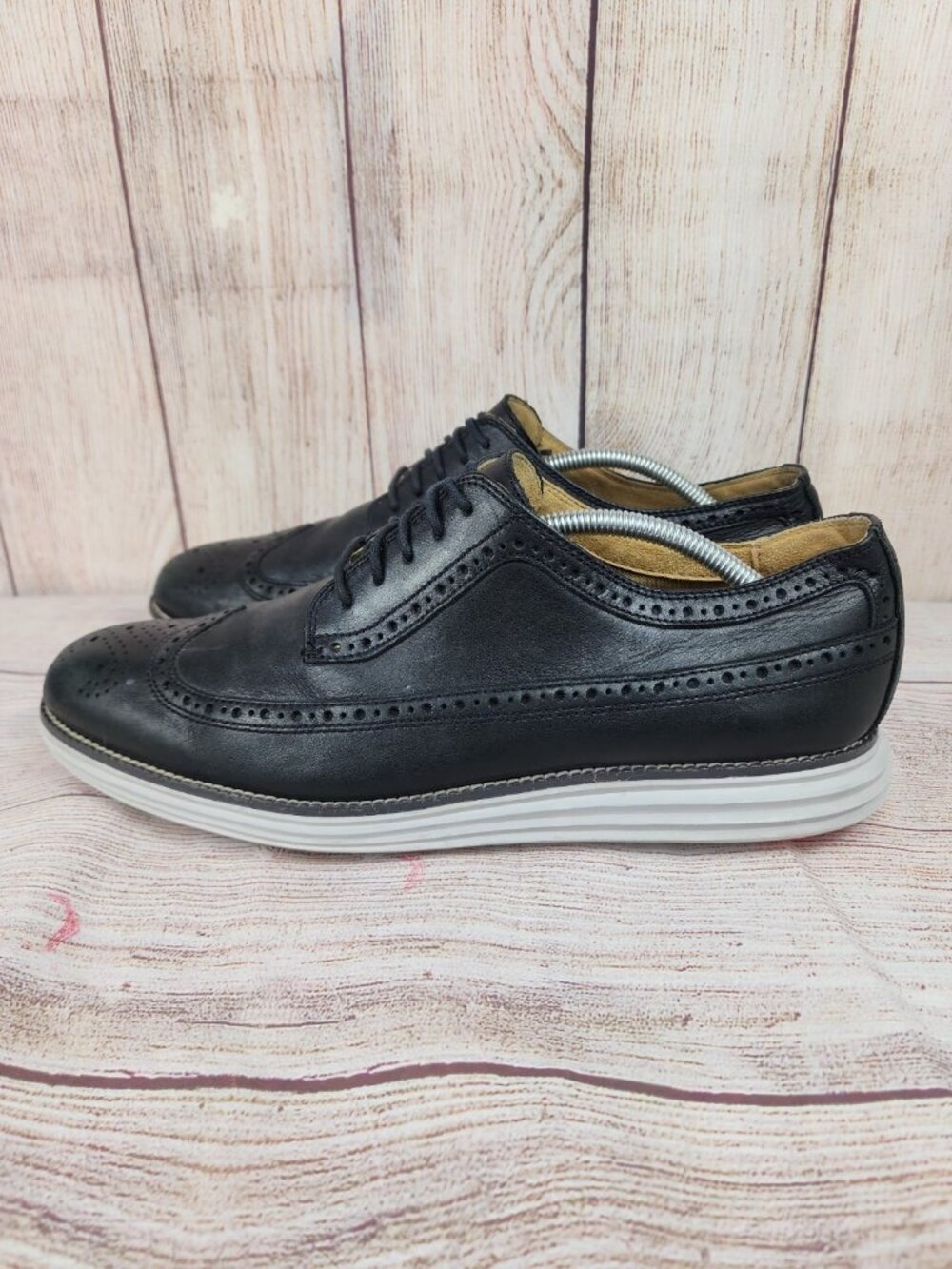 Cole Haan Original Grand Wingtip Oxford Men Size 11.5 Black Leather Brogue Shoes - Picture 2 of 8